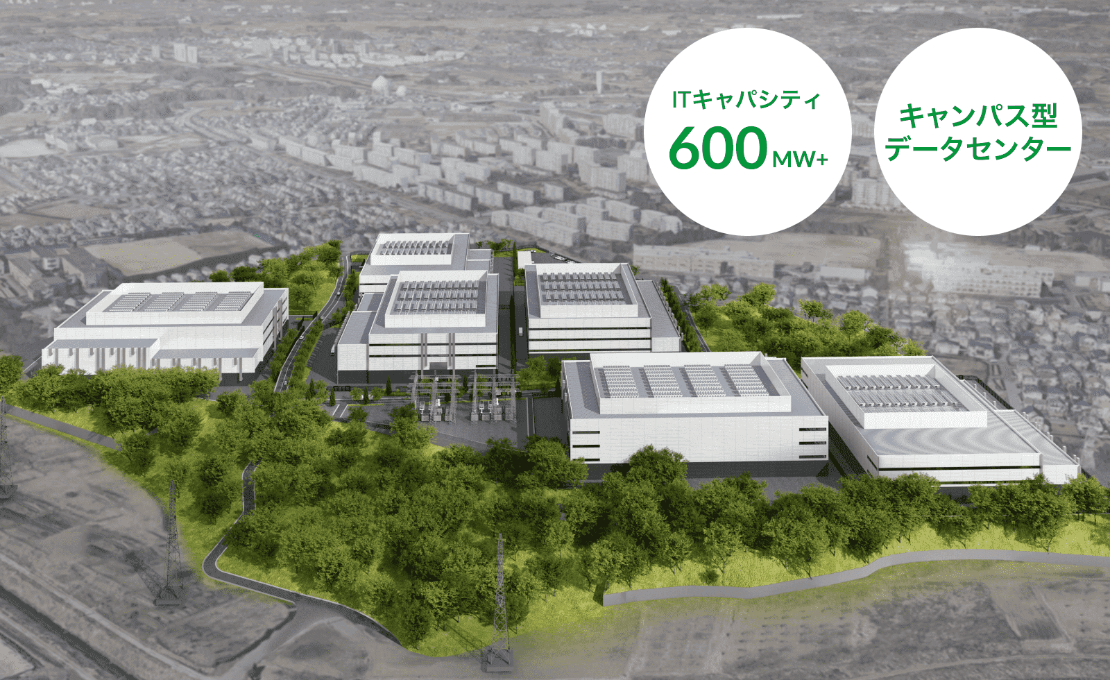 ITキャパシティ600MW+ キャンパス型データセンター